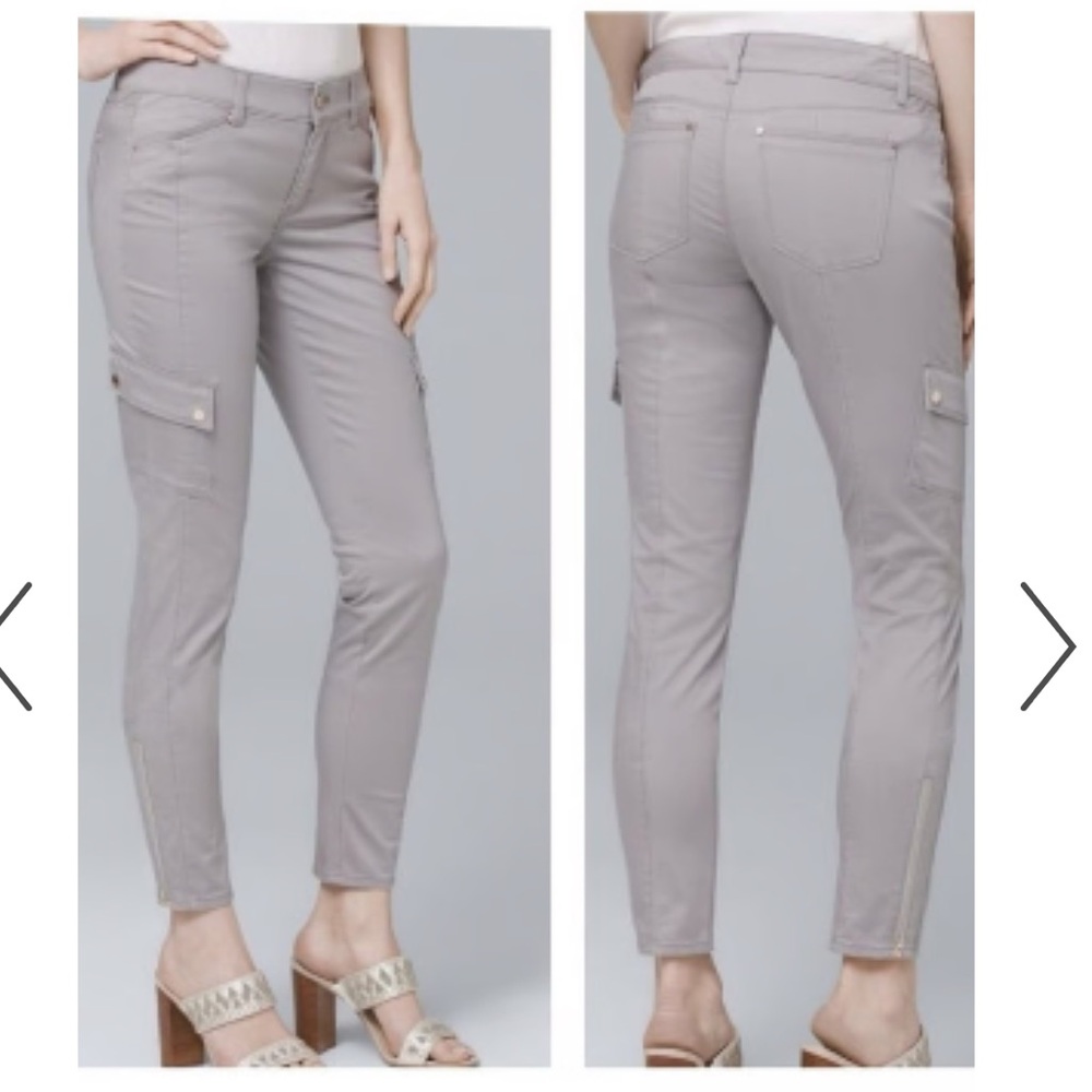 WHITE HOUSE BLACK MARKET Gray Skinny Cargo pants,sz.4R!NWT